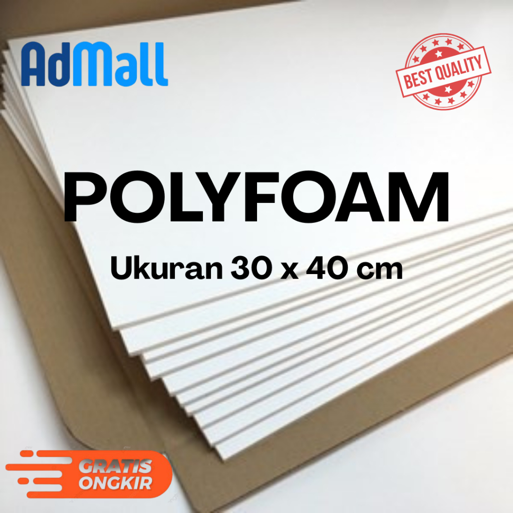 

Polyfoam Ukuran 30x40 cm / Polyfoam Lembaran / Polyfoam Busa / Polyfoam Board / Polyfoam Printing