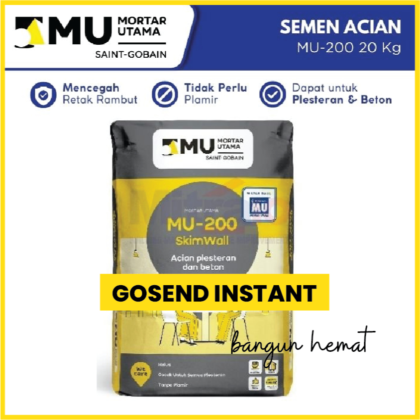 Semen MU-200 Skim Coat Acian Plester & Beton 20Kg – Mortar Utama MU200