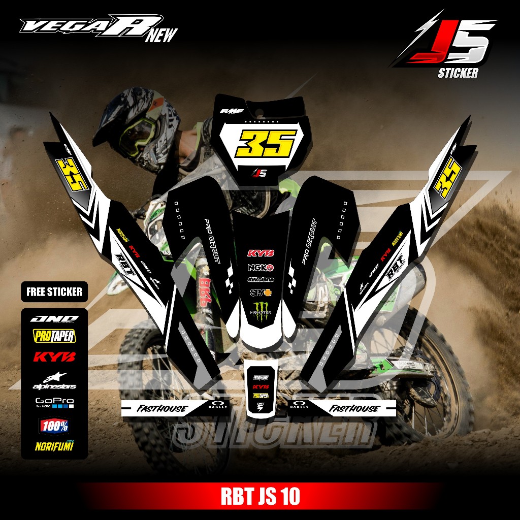 Sticker RBT/GTX VEGA R NEW Stiker Striping Motor RBT Bebek Modif Terbaru SUPERMOTO YZ CRF KLX KX KTM