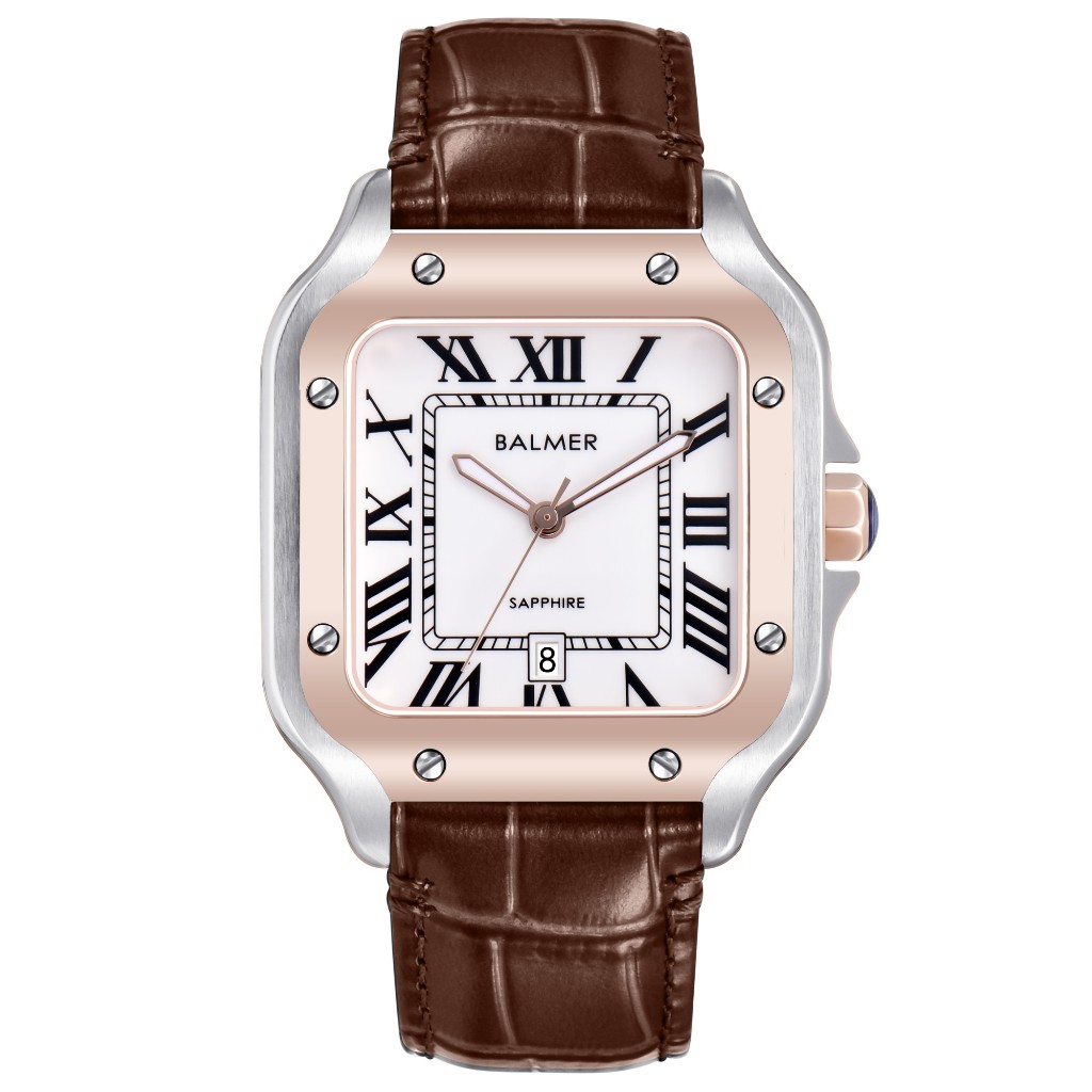 Jam Tangan Couple Balmer B-8206 Strap Kulit Kaca Sapphire