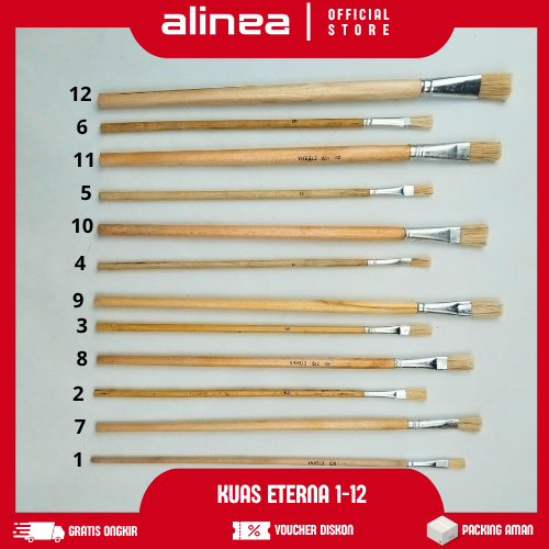 

Kuas Lukis Akrilik & Cat Air | Kuas Nylon Eterna Set Lengkap