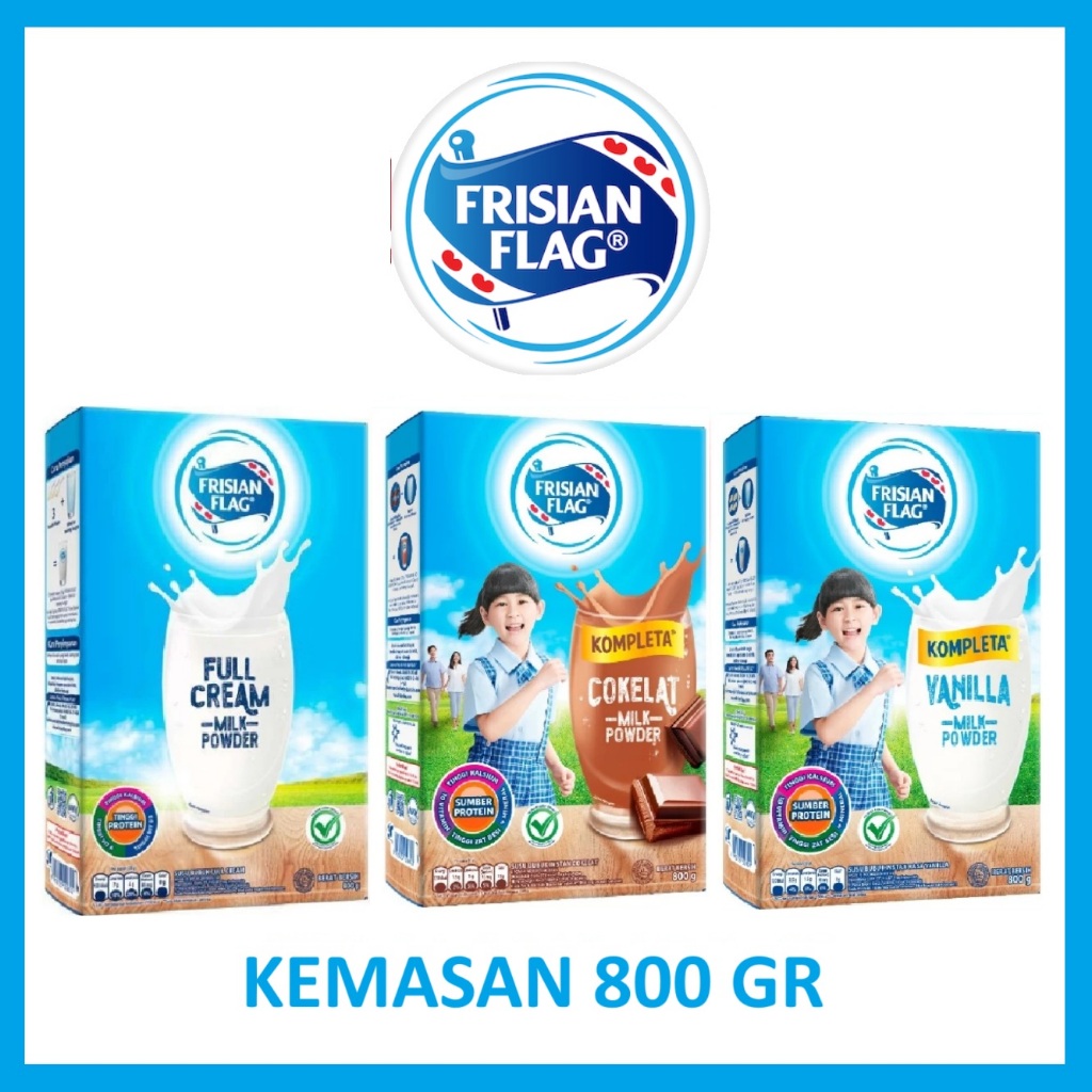 

Frisian Flag Kompleta Cokelat / Vanila / Full Cream Susu Bubuk Instan 800 Gr