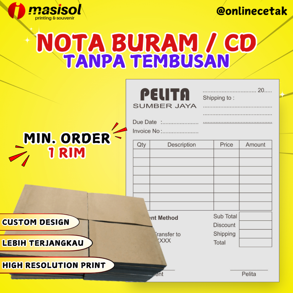 

Nota Tanpa Tembusan Kertas CD / Buram Custom Desain