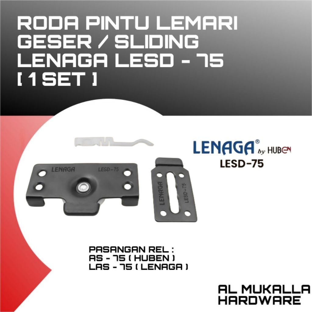 LESD - 75 LENAGA - Roda Pintu Lemari Sliding LENAGA | Roda Pintu Lemari Geser - 1 Set
