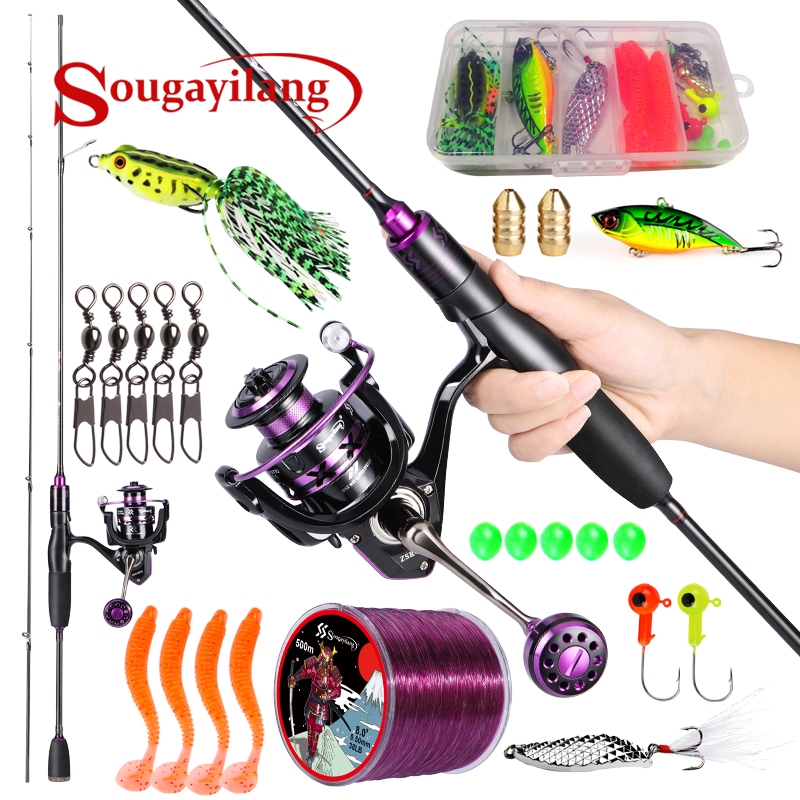Sougayilang 1.8/2.1M Joran Pancing Set Carbon Rod 5.0:1 Rasio Gear 12+1BB Reel Pancing Max Drag 10KG