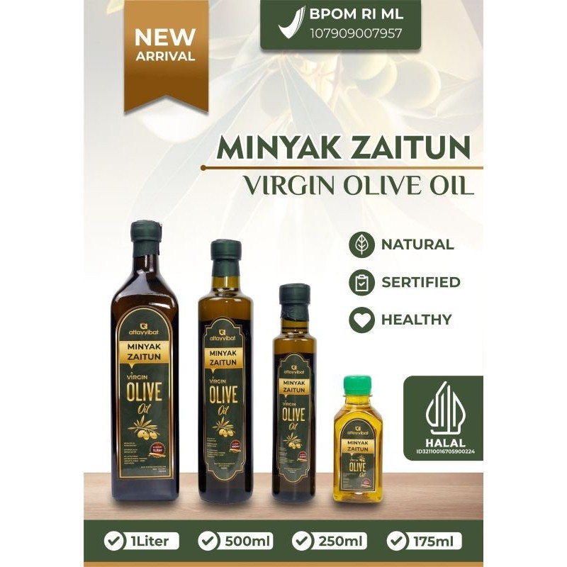 

Minyak zaitun Attayibat | Olive Oil Extra Virgin Original | 1 Liter | 500ml | 250ml
