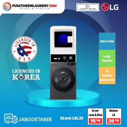 LG Mix Stack Mesin Cuci 20kg & Mesin Pengering Gas 15kg LGL20SN