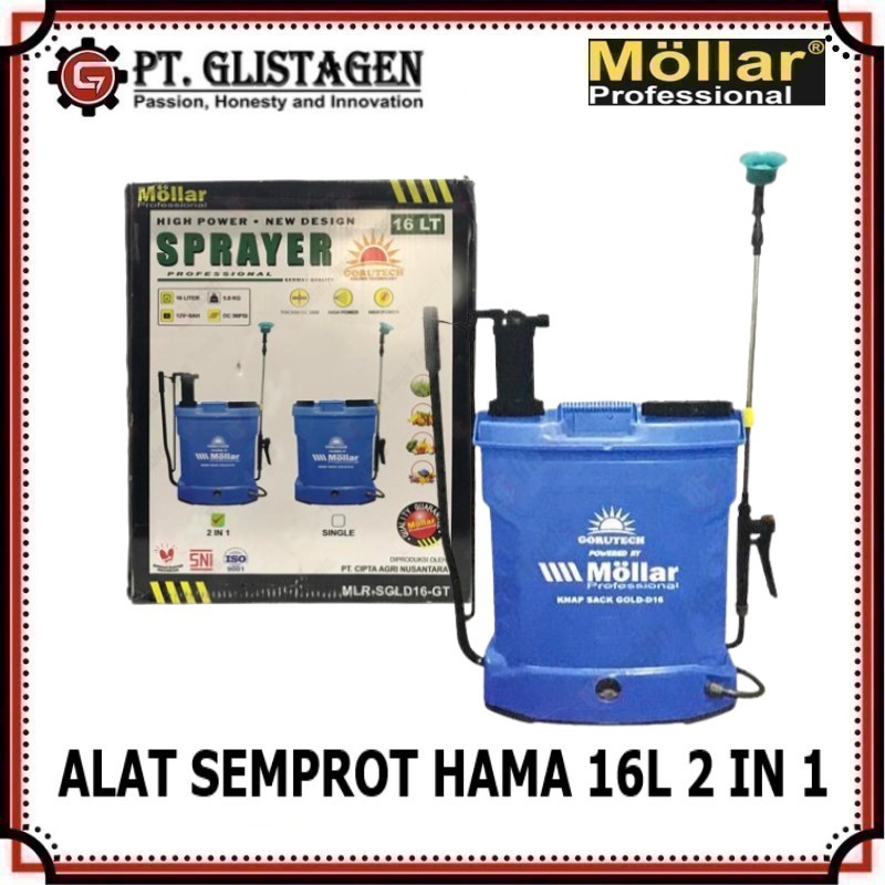 Alat Semprot Hama Elektrik Manual 16L Knapsack Sprayer 16 Liter 2 in 1 MOLLAR