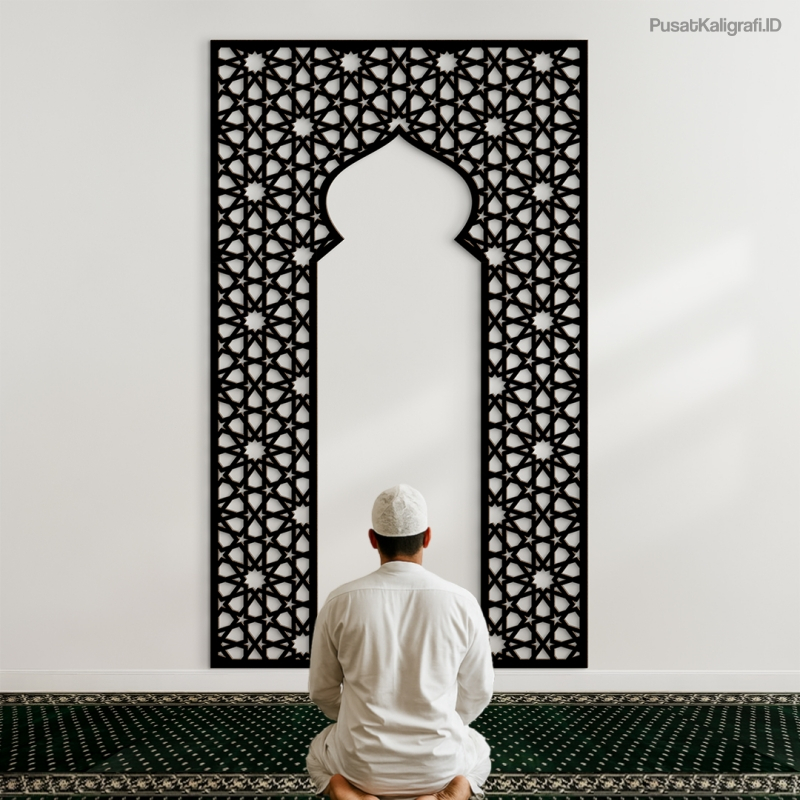 PUSAT KALIGRAFI - Mihrab Mushola Rumah Mihrab Custom Minimalis Dekorasi Dinding Kaligrafi MRB007