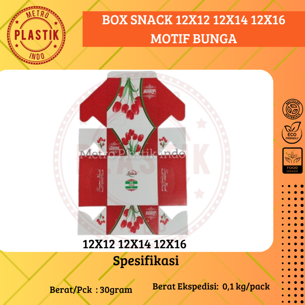 

Box Snack 12x12 12x14 12x16 Dus Kotak Kue Roti Motif Bunga Uk 12 x 12 12 x 14 12 x 16