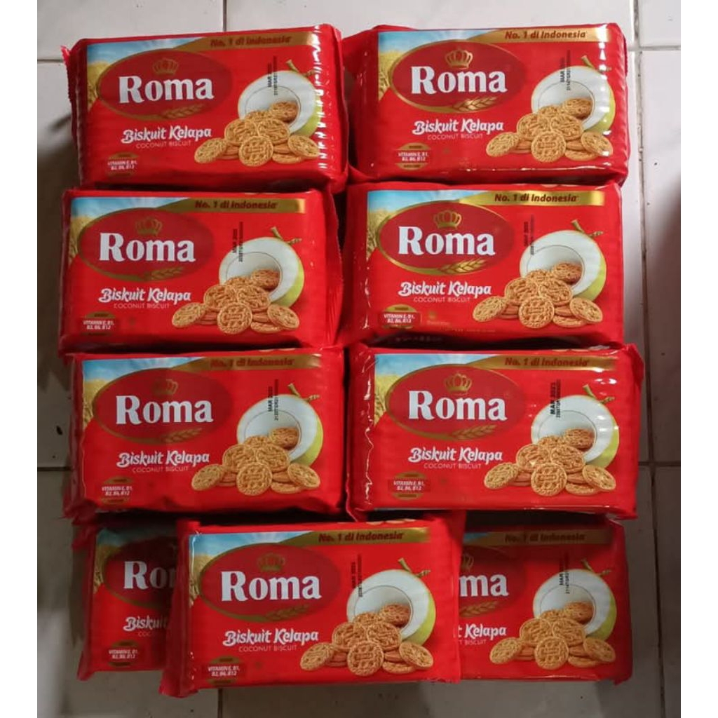 

PAKET HEMAT 7 PCS ROMA BISKUIT KELAPA 300GR BISKUIT ROMA KELAPA