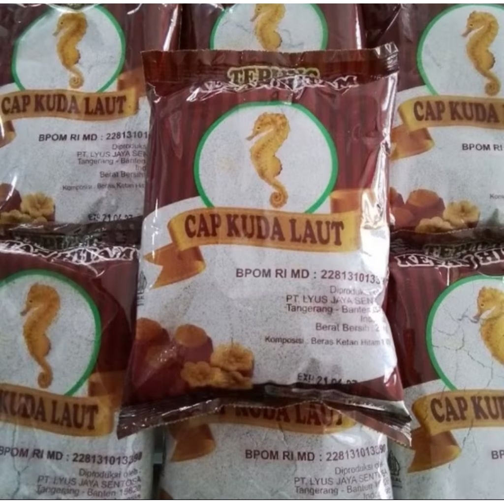 

Tepung Ketan Hitam cap Kuda Laut 250 gram. Expired Juni 2027