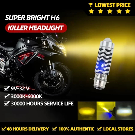 Lampu Utama Led H6 Laser + Senja Biru Dekat Putih Jauh Kuning/putih Jauh Dekat - High Low