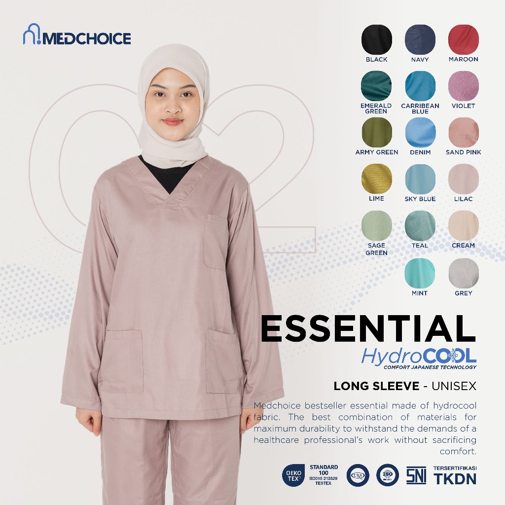 Medchoice Doctor Scrub Essential Collection Lengan Panjang / Doctor Scrub / Baju Dokter / Dokter Scr