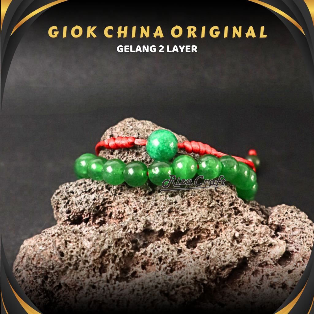 JADE LAYER BRACELET - Gelang Batu Alam Giok Hijau Natural Kristal Serut Tali Merah Kecil Akik Aesthe