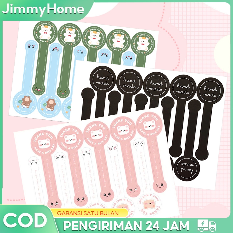 

JimmyHome 100 Pcs Stiker Terima Kasih Bubuk Thank You Sticker Panjang Segel Makanan Seal Label Sticker Merah Merah muda/hijau/hitam