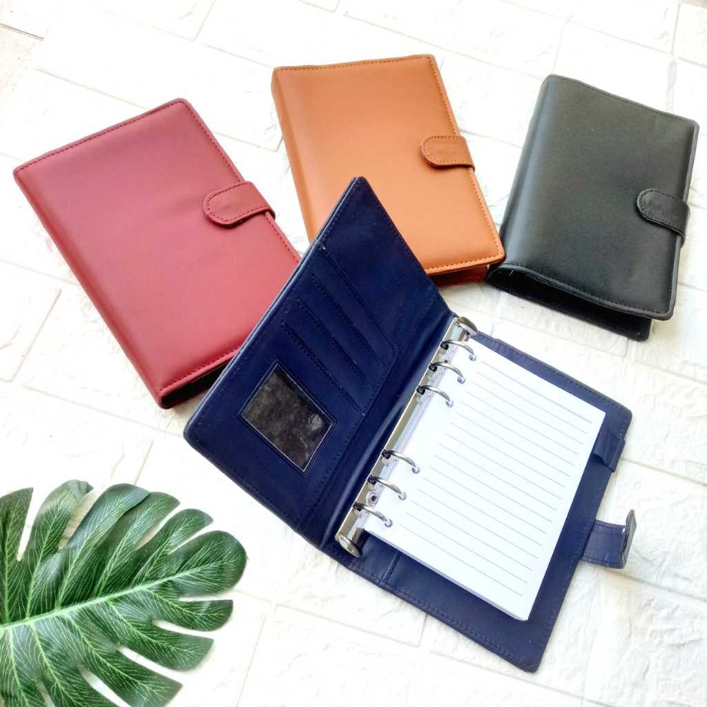 

Buku Agenda Binder Cover Polos Exclusive Organizer A6 Isi Hvs Garis 100 Lembar Ring 6