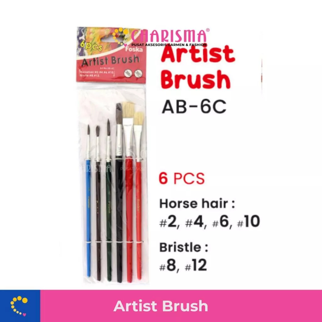 

Charisma Artist Brush Horse Hair Nylon - Foska Kuas Lukis Gambar - AB-6C