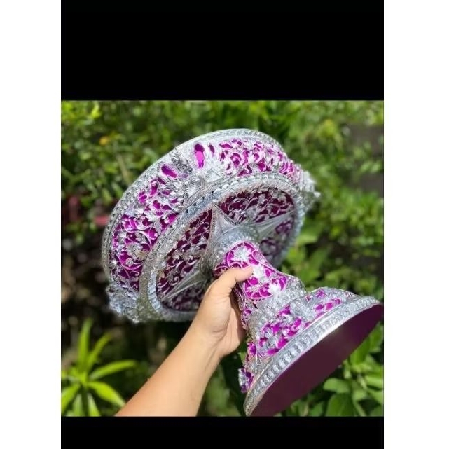 Ready dulang dewi 35cm full ukir 35cm magenta silver