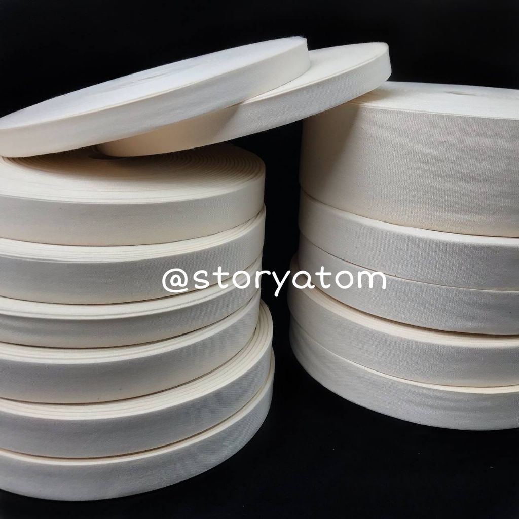 100 METER - LABEL PITA KATUN POLOS / PITA KATUN IMPORT / PITA KATUN POLOS