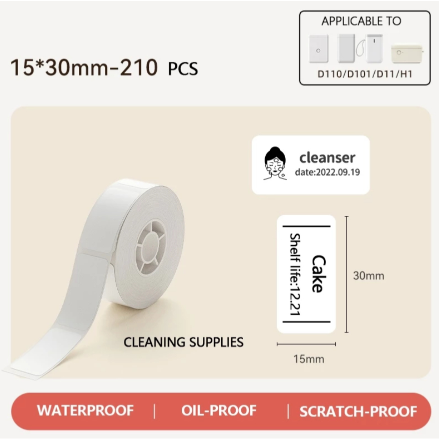 

White Thermal Label Printer Sticker Niimbot D11 D110 Refill Label Niimbot - Plain White - 15mm x