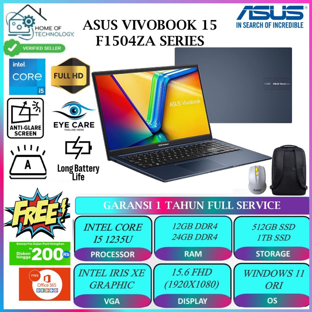 Laptop Asus Vivobook 15 F1504ZA Intel Core i5 1235U 16GB 1TB 15 Full HD Windows 11 PRO