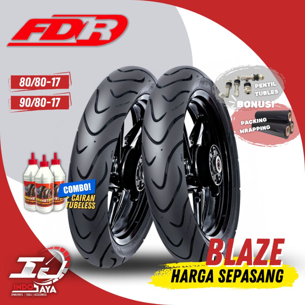 [HARGA SEPASANG] BAN FDR BLAZE RING 17 ( 80/80-17 & 90/80-17 ) BAN FDR TUBELESS BLAZE TUBLES RING 17