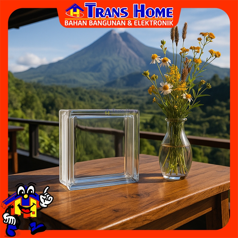 GLASS BLOCK MULIA CLEAR 19 x 19 cm | Kaca Blok Transparan Bening Premium | Estetik, Tahan Lama & Tem