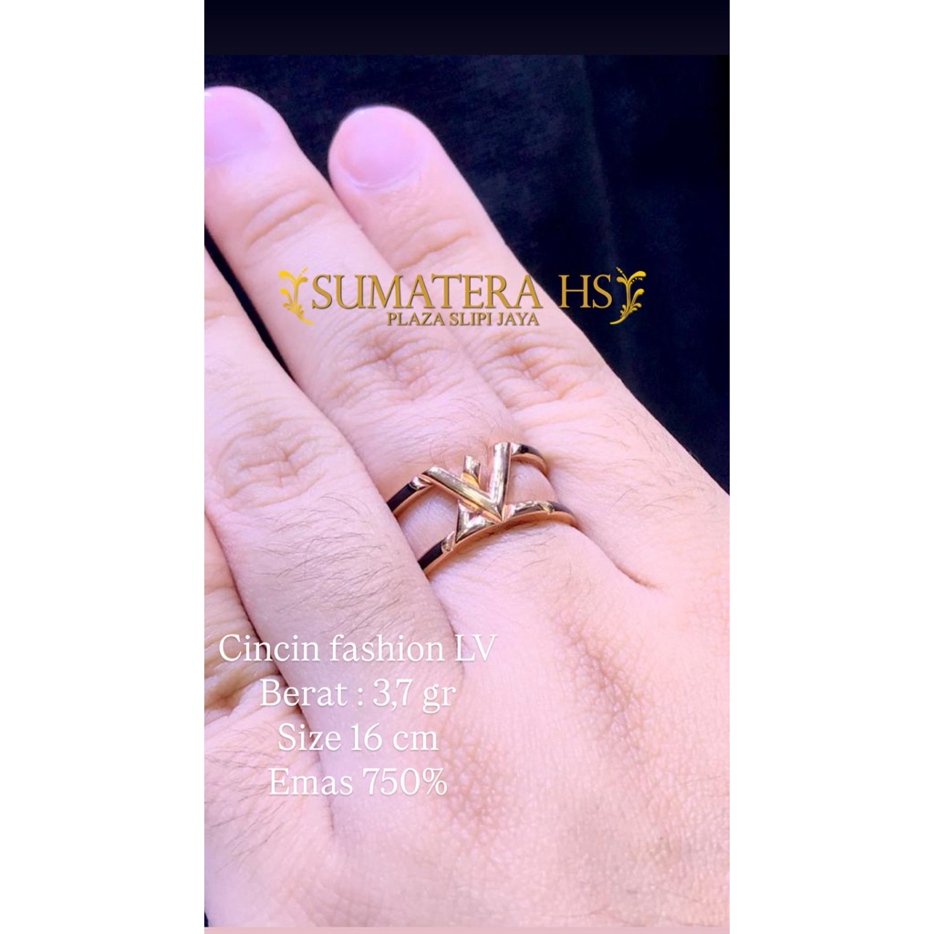 Cincin fashion lv emas 750%/17K
