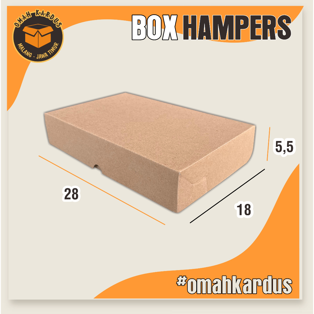 

Box Hampers 28x18x5,5 cm E FLUTE / kardus box polos / kardus diecut / box diecut / box hampers / kardus hampers / box donat / kardus donat/ kardus dus box