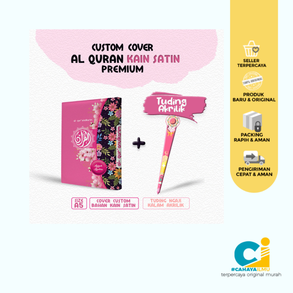 

CI - Cover Al-Quran Kosongan (tanpa Al-Quran) ukuran A5 Bahan Satin (Banyak Varian, Lebih Ekslusif Motif Banyak motif)