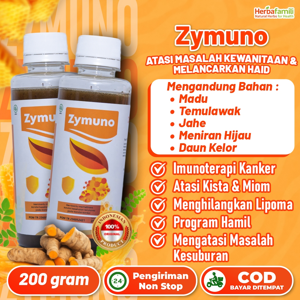 Zymuno 2 Botol - Madu Herbal Atasi Haid Tidak Lancar, Kista, Keputihan, Benjolan, Tumor & Kanker Ori
