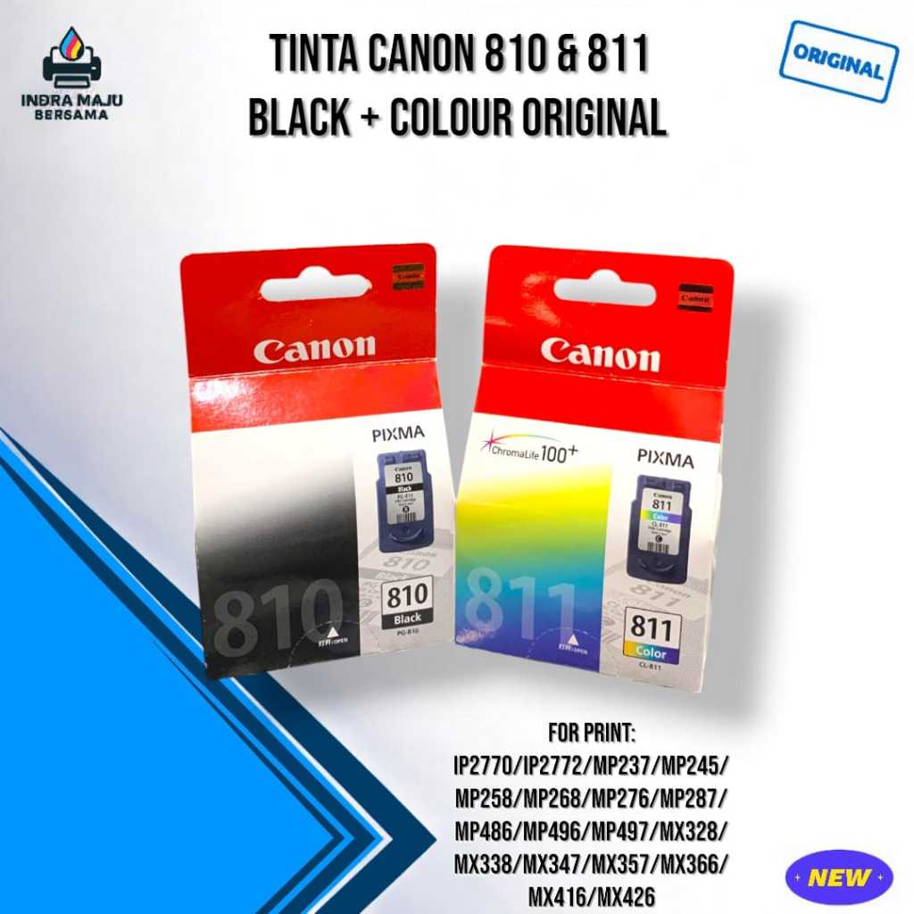 Paket Tinta Canon 810 & 811 Black + Colour Original