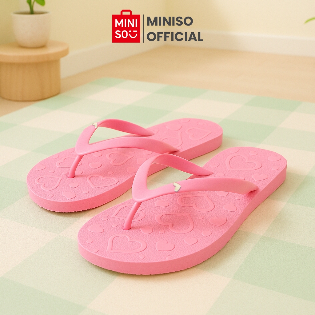 Miniso x Women's Flip-Flops Sweetheart Sendal Wanita Kekinian Sandal Wanita Sol Anti Slip Yang Meneb