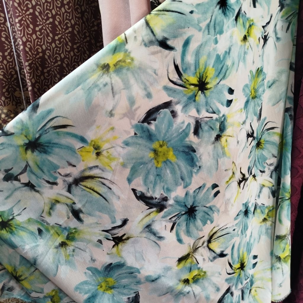 Bahan sifon ceruty motif  - kain sifon ceruty import - bahan ceruty - kain ceruty premium - kain met