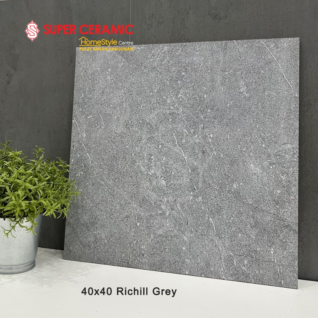 UNO 40x40 Keramik Kasar Teras - RICHILL DARK GREY/ RICHILL GREY