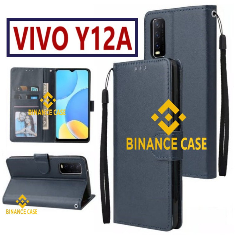 LEATHER FLIP CASE VIVO Y12A CASE KULIT FLIP WALLET LEATHER KULIT PREMIUM SARUNG BUKA TUTUP KESING HP