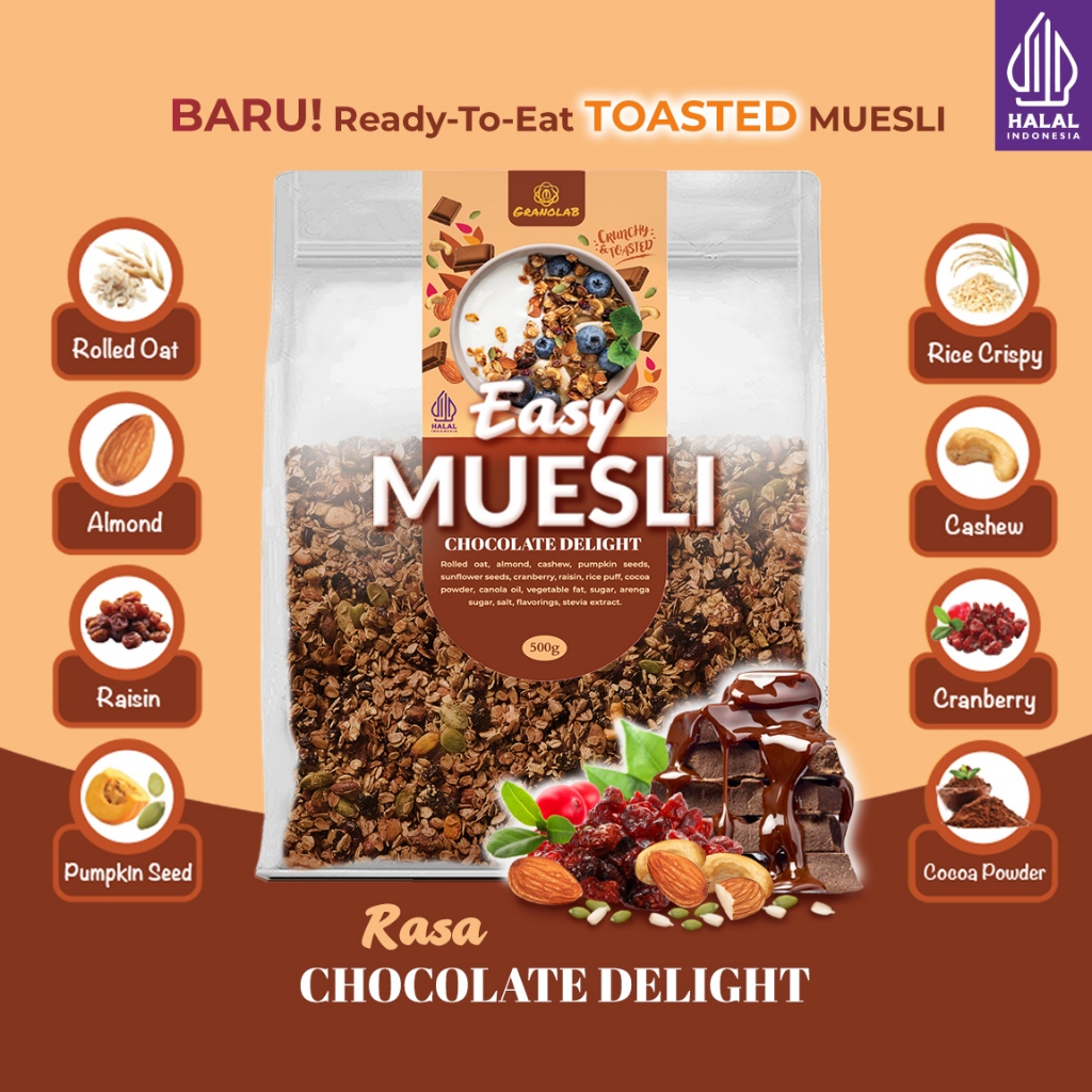 

EASY MUESLI Chocolate Delight - Toasted Muesli Coklat Siap Makan | Granolab Muesli
