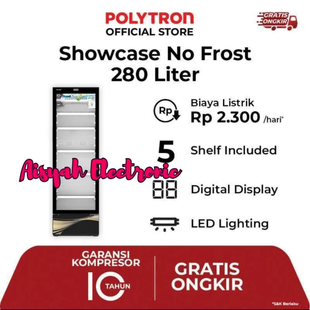 SHOWCASE POLYTRON 5 RAK SCN-288 GARANSI 10 TAHUN