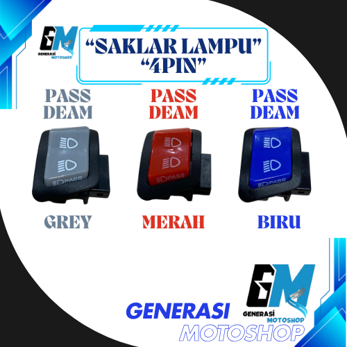 Saklar Tombol Lampu Beat Karbu Dim Beam On off 3 4 Pin Vietnam Merah Biru Abu Abu Grey