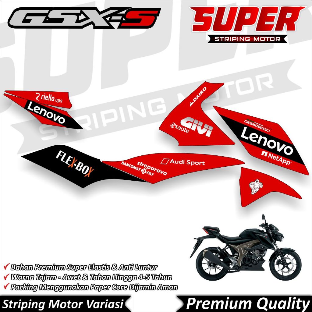Stiker GSX S150 Anti Luntur keren Striping GSX Striping Suzuki GSX S150 Livery Ducati