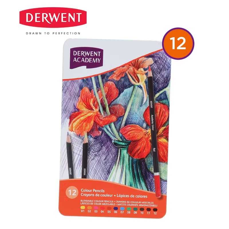 

Gramedia Tunjungan : Derwent Academy Coloured Pencils 12 Tin