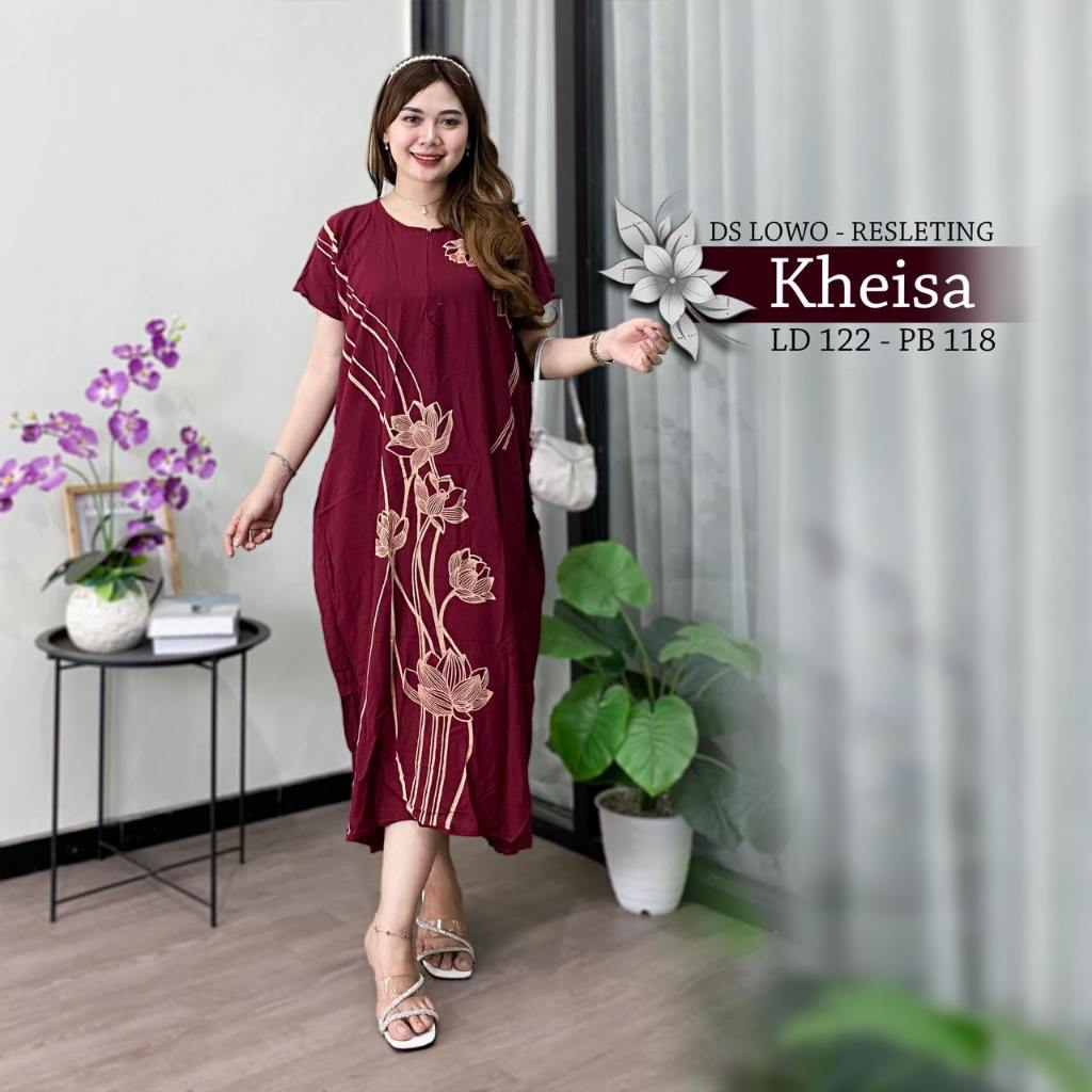 Daster Lowo Sleting Depan Motif Bunga / Baju Daster Wanita Terbaru 2025