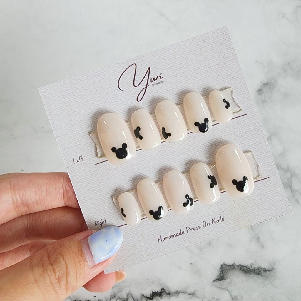Simple mickey miki mouse nail art fake nails press on nail custom kuku