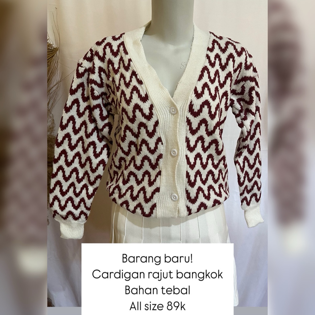 BARANG BARU Cardigan import bangkok bahan tebal motif gelombang