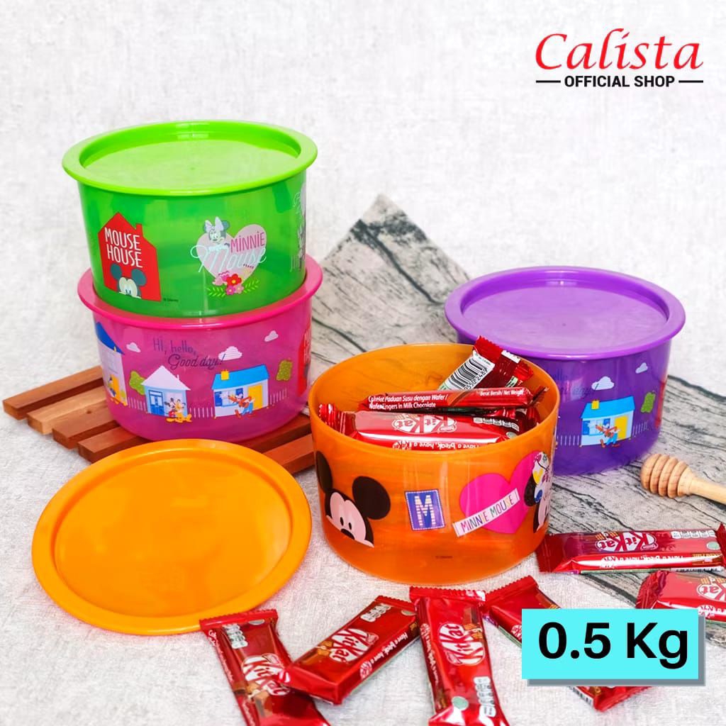 Toples Odate 0.5 kg Merk Calista / Toples kue Motif Disney colorful dan menarik