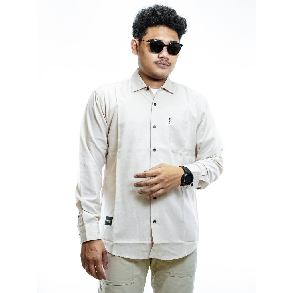 Kemeja Lengan Panjang Pria - Gloarmy - Cream