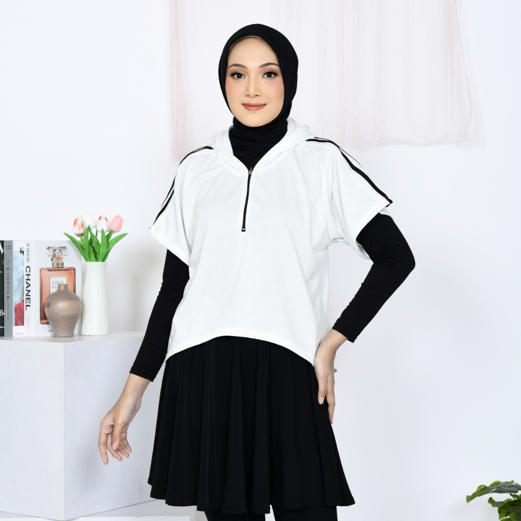 Baju Olahraga Wanita Muslim Hijab Rompi Sporty Hoodie Syari Instan