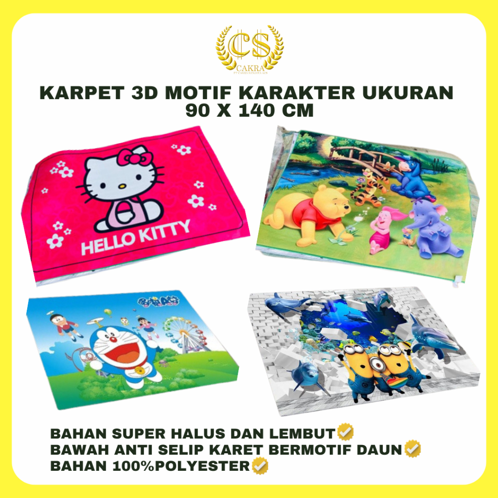 KARPET 3D KARAKTER MOTIF 90 X 140 CM