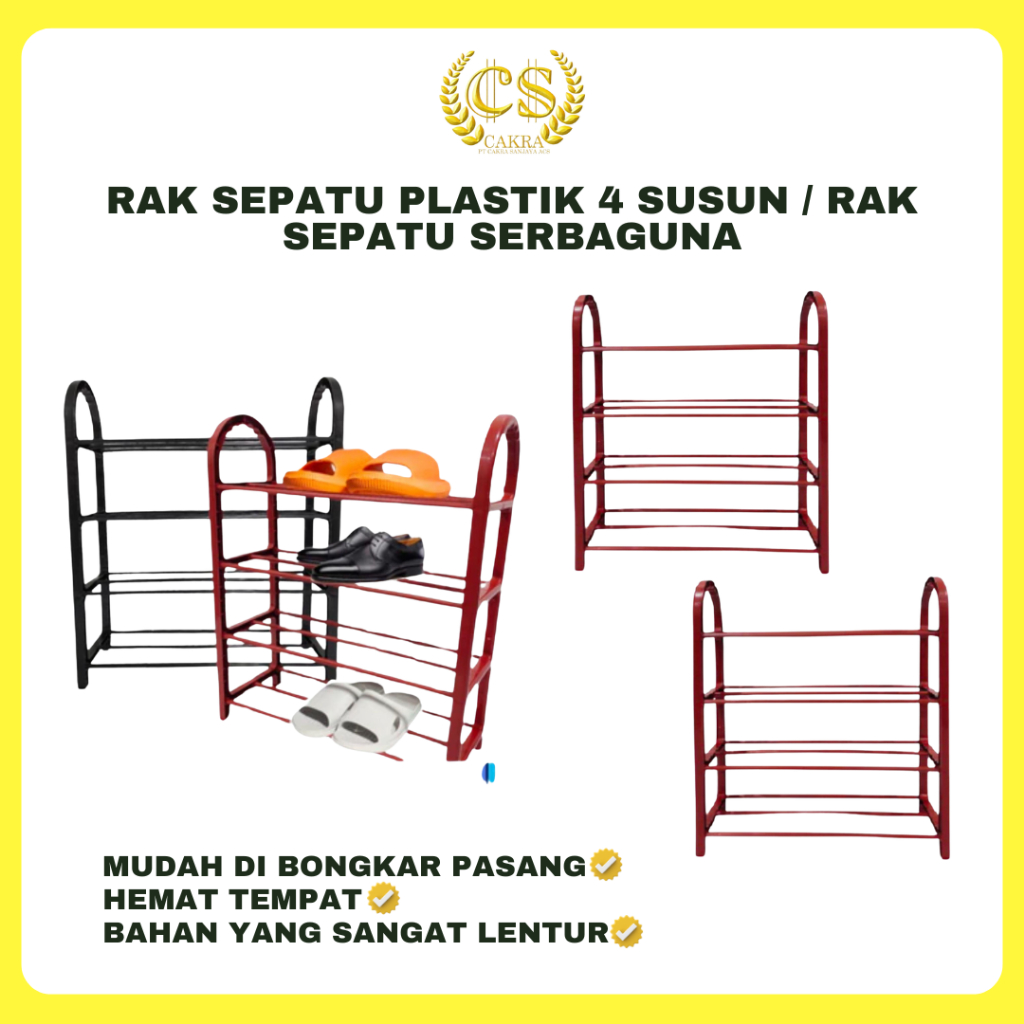 CS Rak Sepatu Plastik 4 Susun / Rak Sepatu Serbaguna / Rak Sepatu Plastik / Rak Sepatu